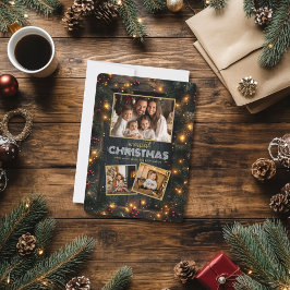Cartes Pour Fêtes Annuelles Châssis en bois rustique Collage photo de Noël