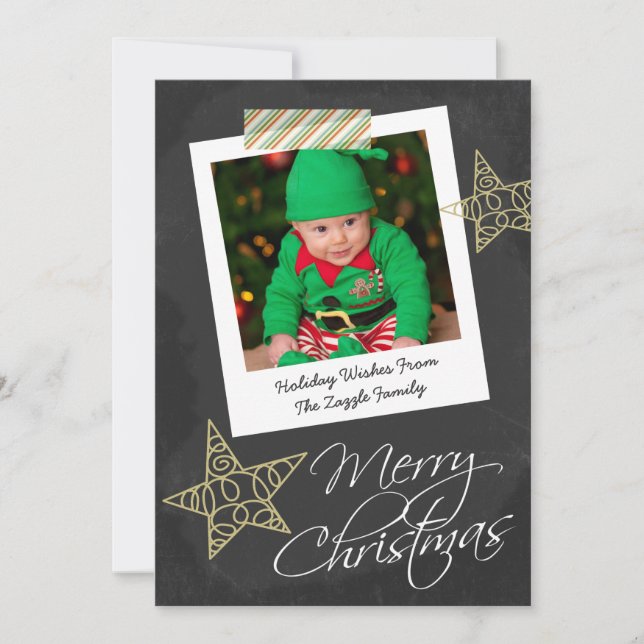 Cartes Pour Fêtes Annuelles Châssis Photo Et Bande Noël (Devant)