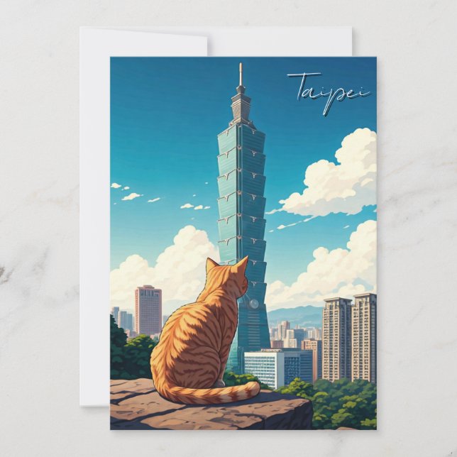 Cartes Pour Fêtes Annuelles Chat à Taipei 101 Taïwan (Devant)