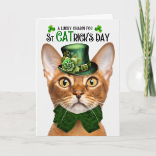 Cartes Pour Fêtes Annuelles Chat abyssin drôle de la Saint-Patrick Chanceux