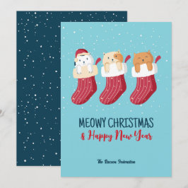 Cartes Pour Fêtes Annuelles Chat amusant Vacances hivernales Meowny Noël