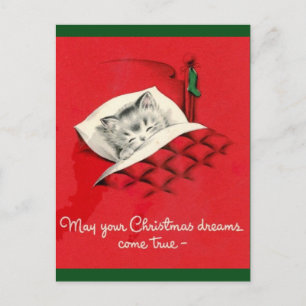 Cartes Pour Fêtes Annuelles Chat au lit à Noël