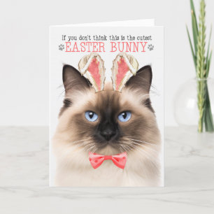 Cartes Pour Fêtes Annuelles Chat Birman à Bunny Oreilles pour Pâques