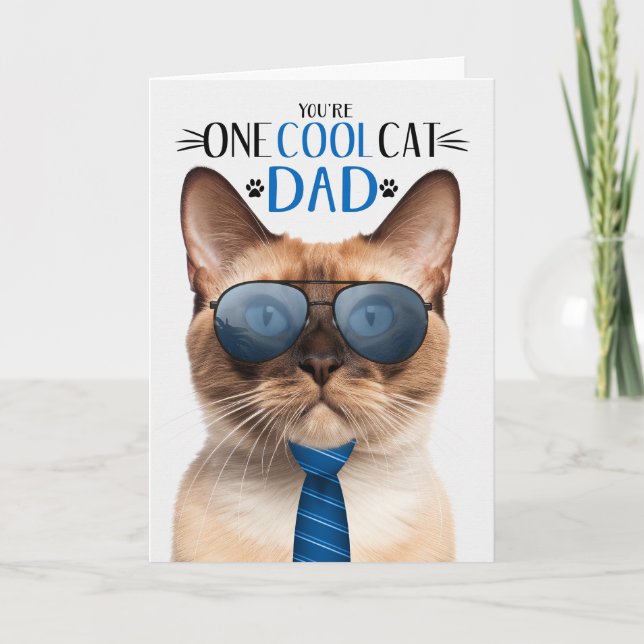 Cartes Pour Fêtes Annuelles Chat birman Fête des pères un Cool Chat (Devant)