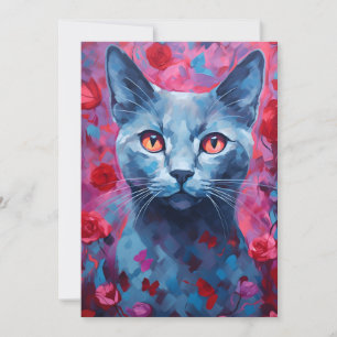 Cartes Pour Fêtes Annuelles Chat Bleu Russe Saint-Valentin