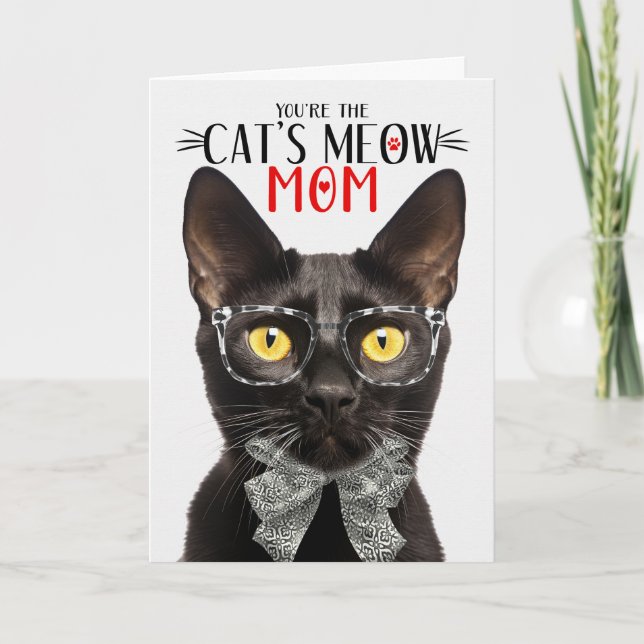 Cartes Pour Fêtes Annuelles Chat Bombay Noir pour maman d'animaux de compagnie (Devant)