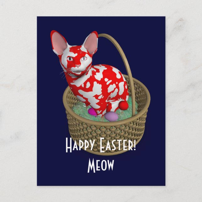 Cartes Pour Fêtes Annuelles Chat Bunny de Pâques (Devant)