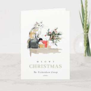 Cartes Pour Fêtes Annuelles Chat cadeau de Noël Cute Meowy Logo d'entreprise