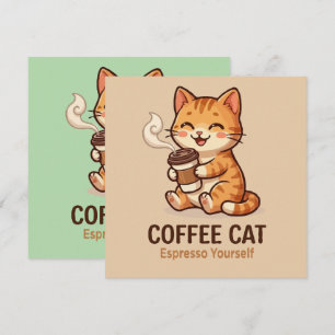 Cartes Pour Fêtes Annuelles Chat Café Espresso Toi-Même Mignon Chat