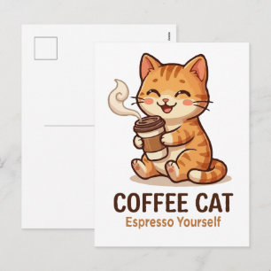 Cartes Pour Fêtes Annuelles Chat Café Expresso Toi-Même Mignon Chatons