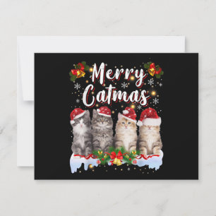 Cartes Pour Fêtes Annuelles Chat Chapeau de Noël Santa Drôle Merry Catmas