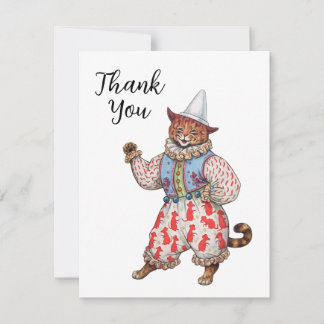 Cartes Pour Fêtes Annuelles Chat Costumé Théâtral Arlequin Merci