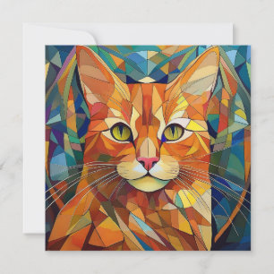 Cartes Pour Fêtes Annuelles Chat Cubisme IA