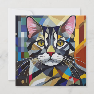 Cartes Pour Fêtes Annuelles Chat Cubisme IA