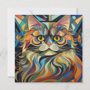 Cartes Pour Fêtes Annuelles Chat Cubisme IA