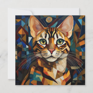 Cartes Pour Fêtes Annuelles Chat Cubisme IA