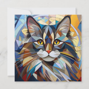 Cartes Pour Fêtes Annuelles Chat Cubisme IA