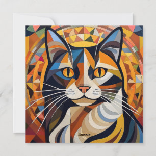 Cartes Pour Fêtes Annuelles Chat Cubisme IA