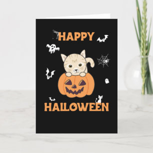 Cartes Pour Fêtes Annuelles Chat Dans Citrouille Doux Chats Joyeux Halloween