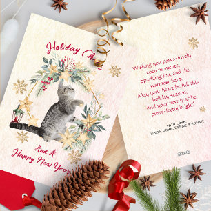 Cartes Pour Fêtes Annuelles Chat d'aquarelle amusant Nouvel An Noël