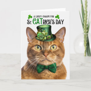 Cartes Pour Fêtes Annuelles Chat de gingembre solide St CATrick's Day Lucky Ch