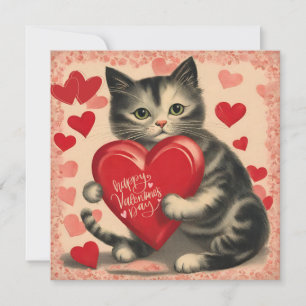 Cartes Pour Fêtes Annuelles Chat de la Saint-Valentin vintage avec des chocola
