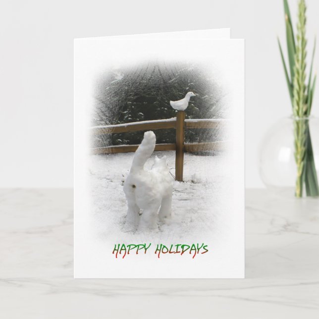 Cartes Pour Fêtes Annuelles Chat de neige (Devant)