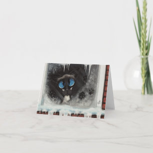 Cartes Pour Fêtes Annuelles Chat de neige d'hiver siamois par BiHrLe Card