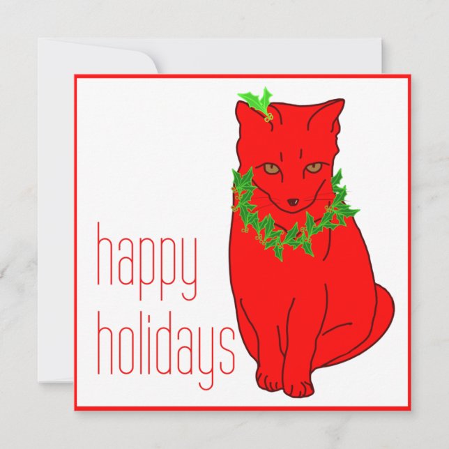 Cartes Pour Fêtes Annuelles Chat de Noël (Devant)