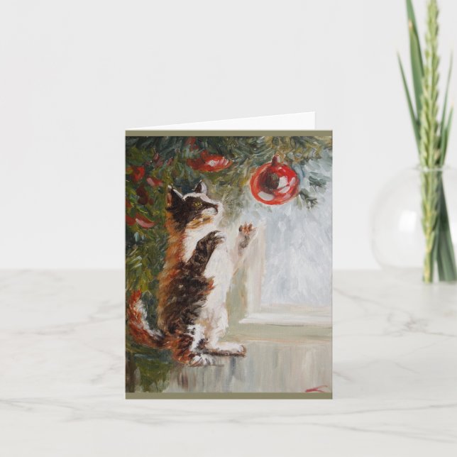 Cartes Pour Fêtes Annuelles chat de Noël (Devant)