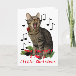 Cartes Pour Fêtes Annuelles Chat de Noël de chant