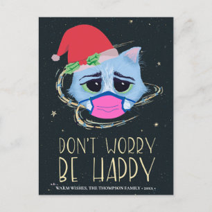 Cartes Pour Fêtes Annuelles Chat de Noël en masque facial   Ne vous inquiétez 