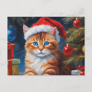 Cartes Pour Fêtes Annuelles Chat de Noël mignon, Ornements