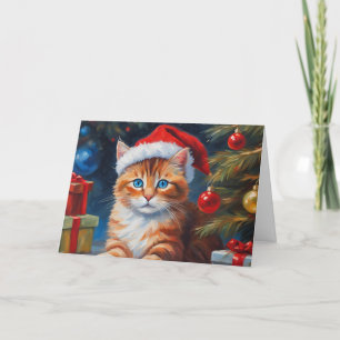 Cartes Pour Fêtes Annuelles Chat de Noël mignon, Ornements