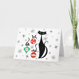 Cartes Pour Fêtes Annuelles Chat de Noël Rétro Joyeux Noël horizontal