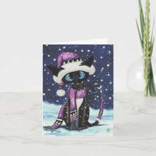 Cartes Pour Fêtes Annuelles Chat de Noël siamois par BiHrLe
