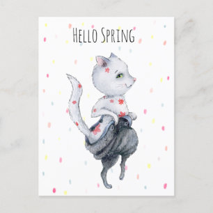 Cartes Pour Fêtes Annuelles Chat de printemps mignon
