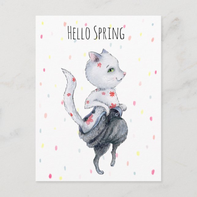 Cartes Pour Fêtes Annuelles Chat de printemps mignon (Devant)