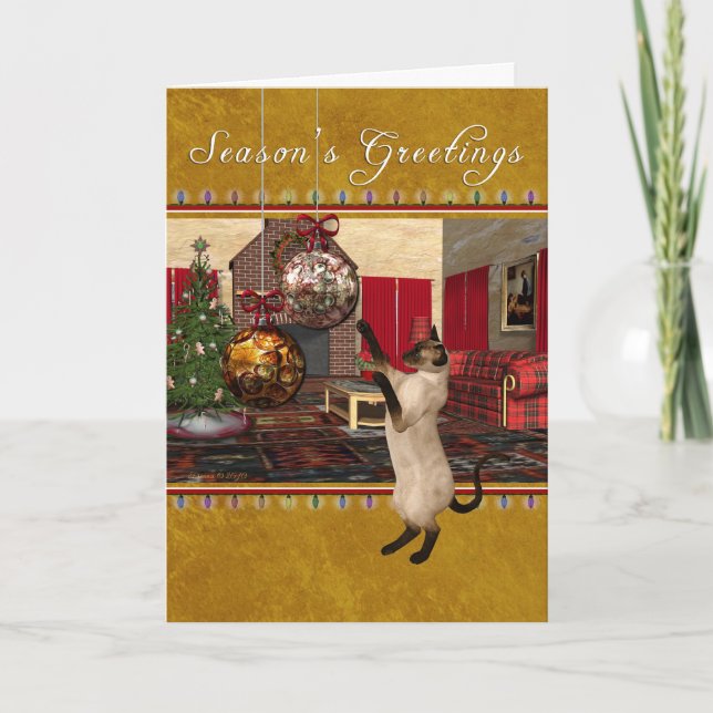 Cartes Pour Fêtes Annuelles Chat de Siamese - Bonnes Fêtes (Devant)