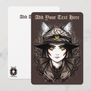 Cartes Pour Fêtes Annuelles Chat de sorcière Halloween Déplaisant Portrait mig