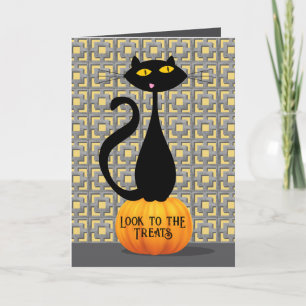 Cartes Pour Fêtes Annuelles Chat d'Halloween - Friandises