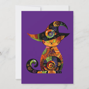 Cartes Pour Fêtes Annuelles Chat d'Halloween magique/whimsique