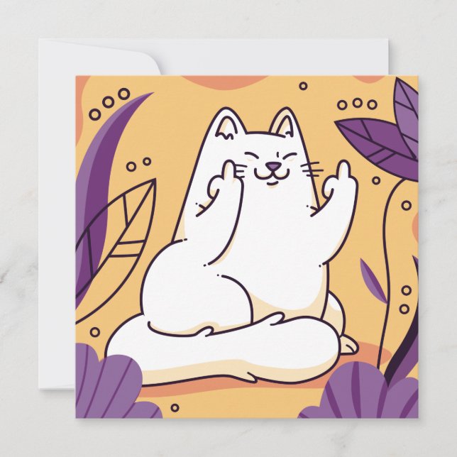 Cartes Pour Fêtes Annuelles Chat donnant le doigt (Devant)