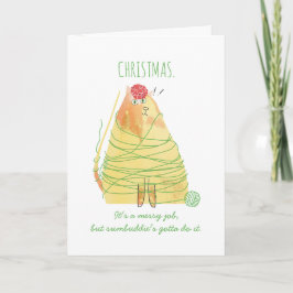 Cartes Pour Fêtes Annuelles Chat drôle fils enchevêtré tricot crochet Noël