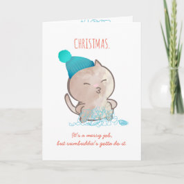 Cartes Pour Fêtes Annuelles Chat drôle fils enchevêtré tricot crochet Noël