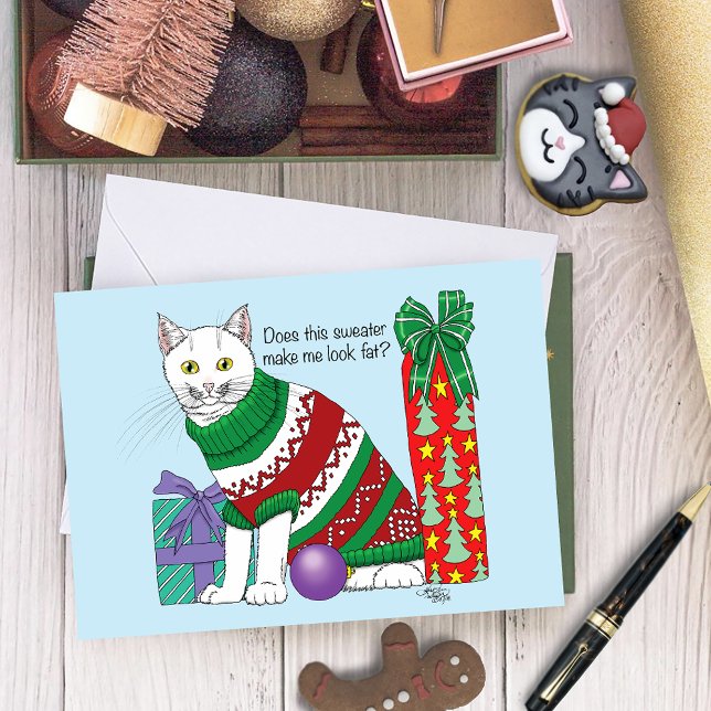 Cartes Pour Fêtes Annuelles Chat drôle moche de Noël (Créateur téléchargé)