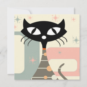 Cartes Pour Fêtes Annuelles Chat Du Milieu Du Siècle Moderne