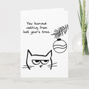 Cartes Pour Fêtes Annuelles Chat en colère et arbre de Noël