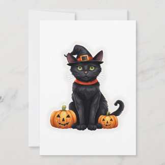 Cartes Pour Fêtes Annuelles Chat En Costume De Sorcière