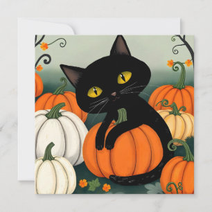 Cartes Pour Fêtes Annuelles chat et citrouille d'Halloween